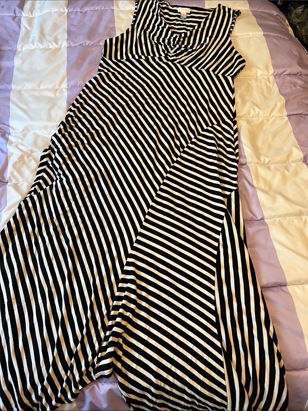 Chico’s Black & White Striped Dress Size 2